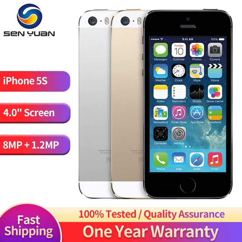 Apple iPhone 5s 4G LTE Mobile Phone 16GB/32GB/64GB ROM 4.0'' IPS LCD Screen CellPhone 8MP+1.2MP A7 Dual-Core IOS SmartPhone