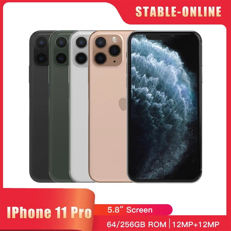 Original Apple iPhone 11 Pro 4G Mobile Phone NFC 5.8" 64/256/512GB Triple 12MP A13 4K@60fps Video Hexa-Core iphone 11 pro